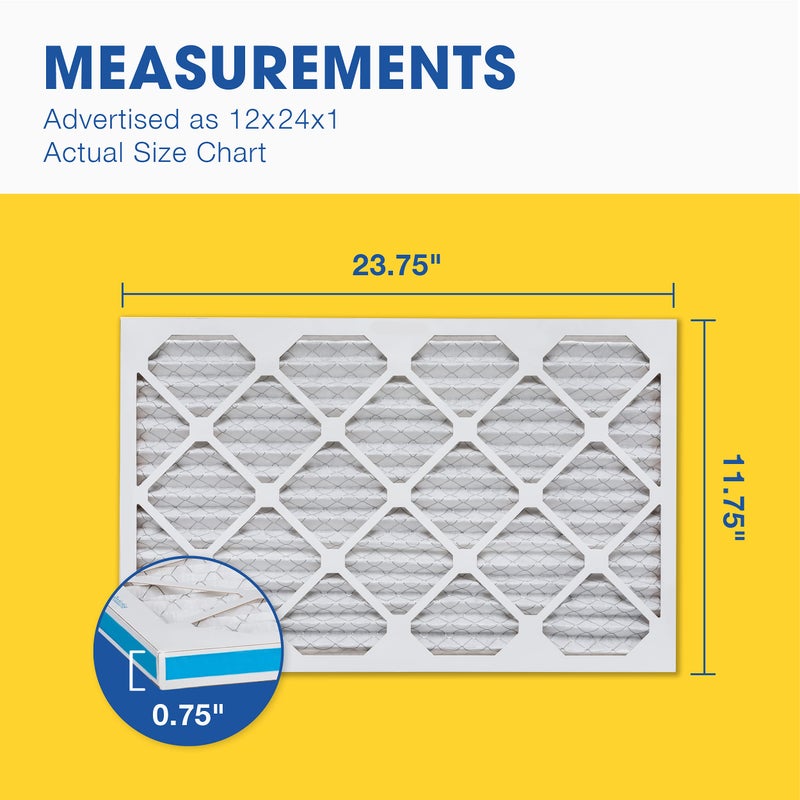 Aerostar 12x24x1 MERV 8 Air Filter, 6 Count, ACTUAL SIZE (11.75 x 23.75 x 0.75), HVAC, Air Conditioning & Furnace Filter Captures Dust, Lint & Pollen (MPR 600 / FPR 5), Made in USA - Image 2